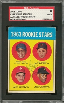 1963 Topps #553 Willie Stargell Signed Rookie Card – SGC Authentic